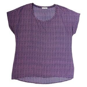 PLEIONE Women’s Scoop-neck Short Sleeve Top Navy/Pink Print Women’s Size M.